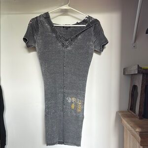 Affliction Gray Dress with Gold Accents